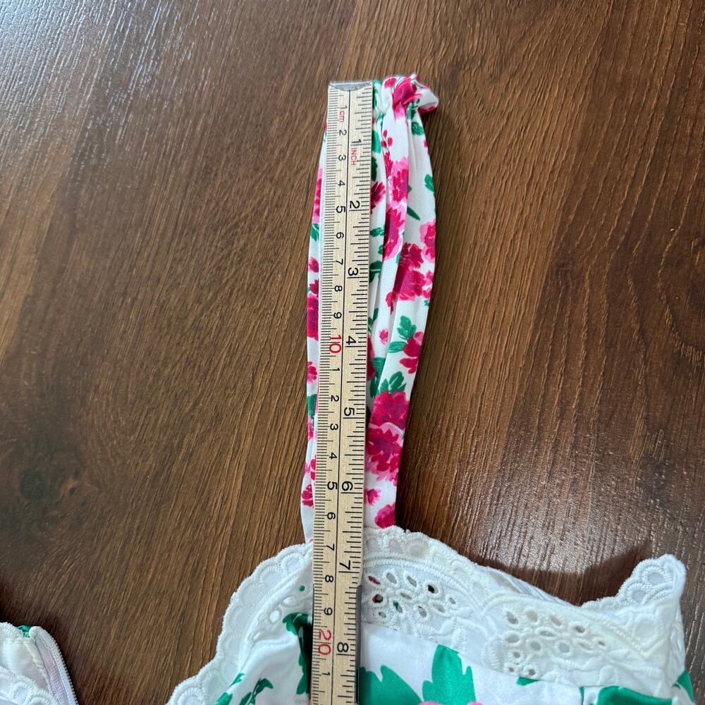 For Love & Lemons Petal Tank Mini Dress Floral Sz L Ruched Ruffle Garden Party - Picture 9 of 9